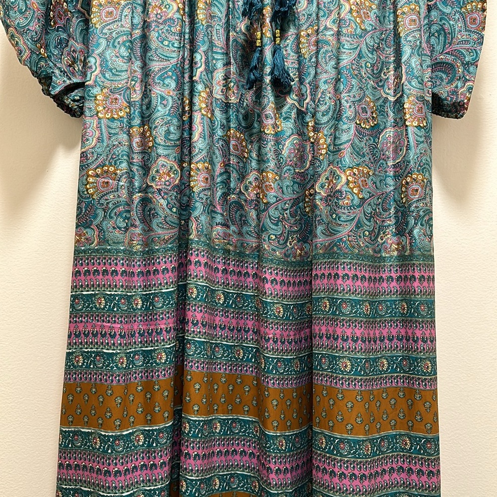 Boho Long Sleeve Silk Maxi Dress - Picture 9 of 16